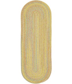 Rhody Playtime Yellow PT14 2 ft. X 4 ft. Oval Runner Braided Rug