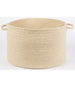 Rhody Solid Poly Cream S001 18 in. X 12 in. Basket Braided Rug