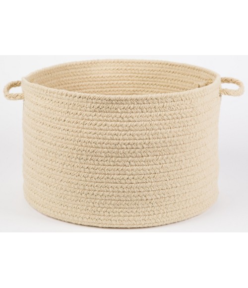 Rhody Solid Poly Cream S001 18 in. X 12 in. Basket Rug