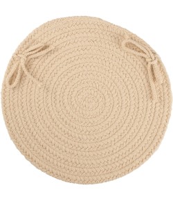 Rhody Solid Poly Cream S001 15 in. X 15 in. Chair Pad Set-of-4 Braided Rug