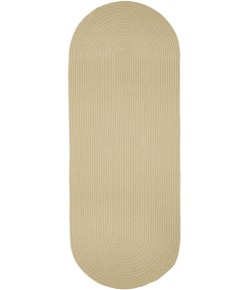 Rhody Solid Poly Cream S001 2 ft. X 6 ft. Oval Runner Braided Rug