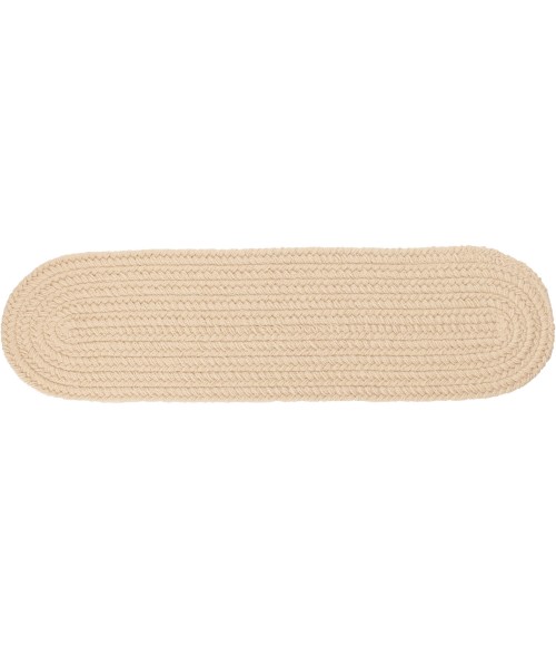 Rhody Solid Poly Cream S001 8 in. X 28 in. Stair Tread Rug