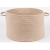 Rhody Solid Poly Beige S003 18 in. X 12 in. Basket Braided Rug