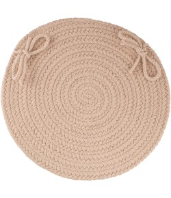 Rhody Solid Poly Beige S003 15 in. X 15 in. Chair Pad Set-of-4 Braided Rug