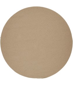 Rhody Solid Poly Beige S003 10 ft. X 10 ft. Round Braided Rug