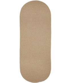 Rhody Solid Poly Beige S003 2 ft. X 6 ft. Oval Runner Braided Rug