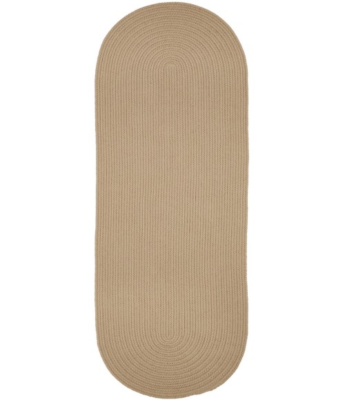 Rhody Solid Poly Beige S003 2 ft. X 6 ft. Oval Runner Rug