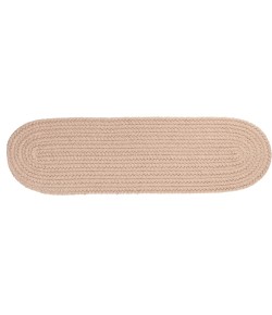 Rhody Solid Poly Beige S003 8 in. X 28 in. Stair Tread Braided Rug