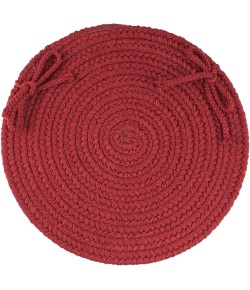 Rhody Solid Poly Colonial Red S005 15 in. X 15 in. Chair Pad Set-of-4 Braided Rug