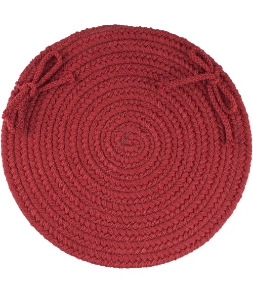 Rhody Solid Poly Colonial Red S005 15 in. X 15 in. Chair Pad Set-of-4 Rug