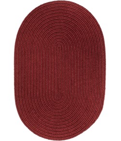 Rhody Solid Poly Colonial Red S005 8 ft. X 11 ft. Oval Braided Rug