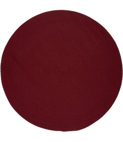 Rhody Solid Poly Colonial Red S005 10 ft. X 10 ft. Round Braided Rug