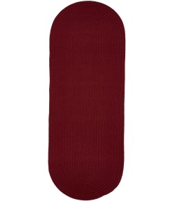 Rhody Solid Poly Colonial Red S005 2 ft. X 6 ft. Oval Runner Braided Rug