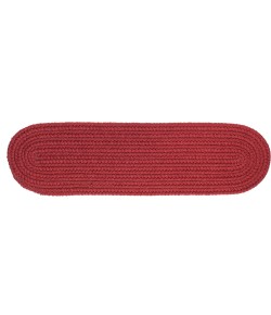 Rhody Solid Poly Colonial Red S005 8 in. X 28 in. Stair Tread Set-of-13 Braided Rug