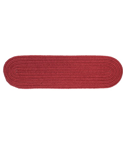 Rhody Solid Poly Colonial Red S005 8 in. X 28 in. Stair Tread Set-of-13 Rug