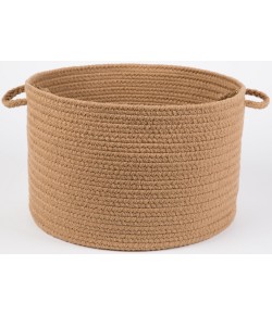 Rhody Solid Poly Camel S006 18 in. X 12 in. Basket Braided Rug