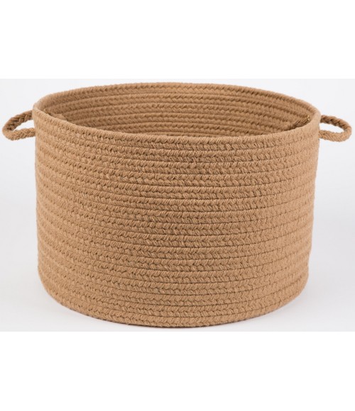 Rhody Solid Poly Camel S006 18 in. X 12 in. Basket Rug