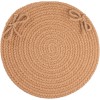 Rhody Solid Poly Camel S006 15 in. X 15 in. Chair Pad Set-of-4 Braided Rug