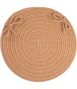 Rhody Solid Poly Camel S006 15 in. X 15 in. Chair Pad Set-of-4 Braided Rug