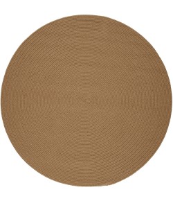 Rhody Solid Poly Camel S006 4 ft. X 4 ft. Round Braided Rug