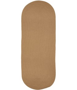 Rhody Solid Poly Camel S006 2 ft. X 8 ft. Oval Runner Braided Rug