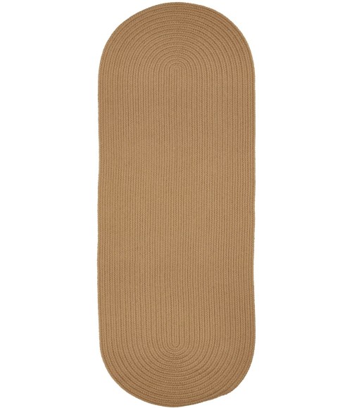 Rhody Solid Poly Camel S006 2 ft. X 8 ft. Oval Runner Rug