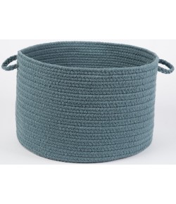 Rhody Solid Poly Ocean Blue S009 18 in. X 12 in. Basket Braided Rug