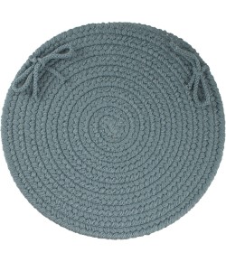 Rhody Solid Poly Ocean Blue S009 15 in. X 15 in. Chair Pad Set-of-4 Braided Rug