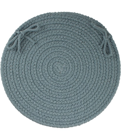Rhody Solid Poly Ocean Blue S009 15 in. X 15 in. Chair Pad Set-of-4 Rug