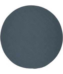 Rhody Solid Poly Ocean Blue S009 6 ft. X 6 ft. Round Braided Rug