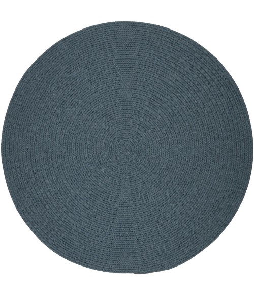 Rhody Solid Poly Ocean Blue S009 6 ft. X 6 ft. Round Rug