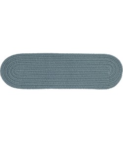 Rhody Solid Poly Ocean Blue S009 8 in. X 28 in. Stair Tread Braided Rug