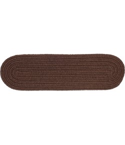 Rhody Solid Poly Brown S011 8 in. X 28 in. Stair Tread Braided Rug