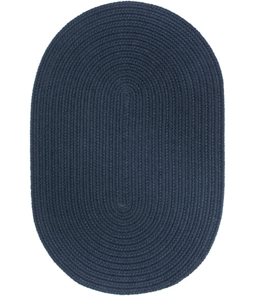 Rhody Solid Poly Navy S012 3 ft. X 5 ft. Oval Rug