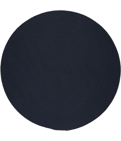 Rhody Solid Poly Navy S012 4 ft. X 4 ft. Round Rug