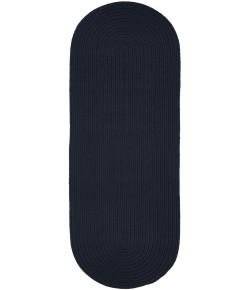 Rhody Solid Poly Navy S012 2 ft. X 8 ft. Oval Runner Braided Rug