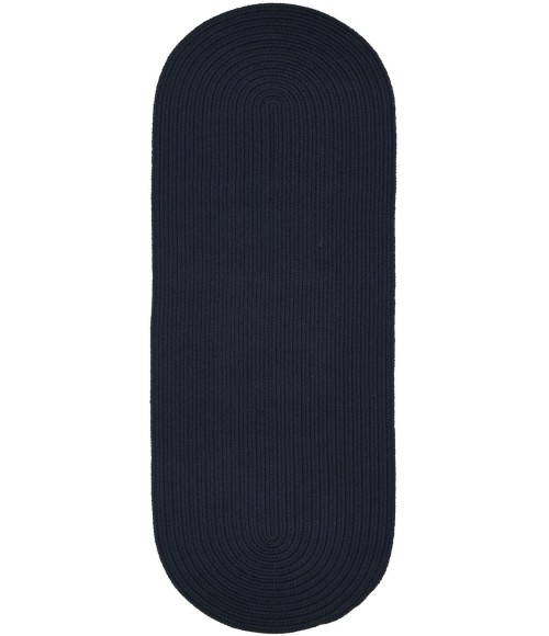Rhody Solid Poly Navy S012 2 ft. X 8 ft. Oval Runner Rug