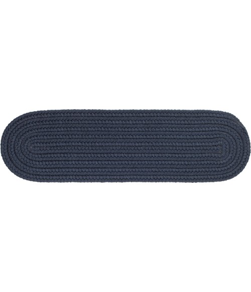 Rhody Solid Poly Navy S012 8 in. X 28 in. Stair Tread Set-of-13 Rug