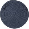 Rhody Solid Poly Navy S012 15 in. X 15 in. Chair Pad Set-of-4 Braided Rug