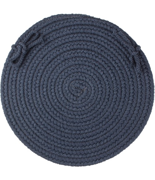 Rhody Solid Poly Navy S012 15 in. X 15 in. Chair Pad Rug