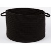 Rhody Solid Poly Black S016 18 in. X 12 in. Basket Braided Rug