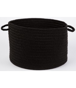 Rhody Solid Poly Black S016 18 in. X 12 in. Basket Braided Rug