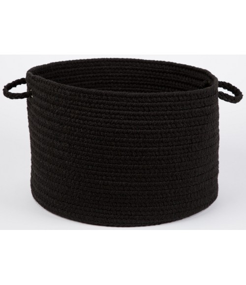 Rhody Solid Poly Black S016 18 in. X 12 in. Basket Rug
