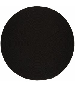 Rhody Solid Poly Black S016 10 ft. X 10 ft. Round Braided Rug