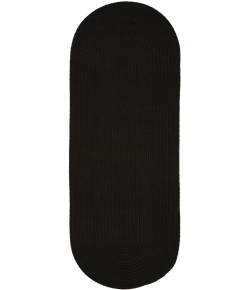 Rhody Solid Poly Black S016 2 ft. X 6 ft. Oval Runner Braided Rug