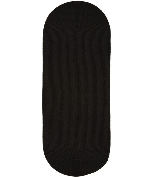 Rhody Solid Poly Black S016 2 ft. X 6 ft. Oval Runner Rug