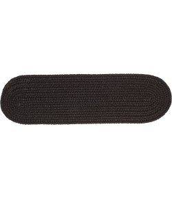Rhody Solid Poly Black S016 8 in. X 28 in. Stair Tread Set-of-13 Braided Rug