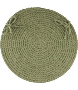 Rhody Solid Poly Olive S017 15 in. X 15 in. Chair Pad Set-of-4 Braided Rug