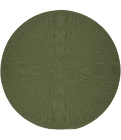 Rhody Solid Poly Olive S017 10 ft. X 10 ft. Round Braided Rug