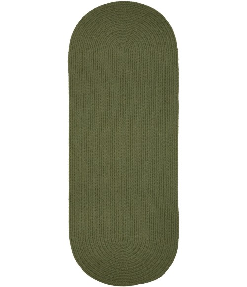 Rhody Solid Poly Olive S017 2 ft. X 8 ft. Oval Runner Rug